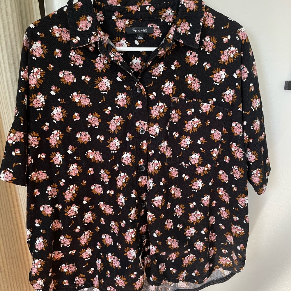 madewell women’s corduroy ss button-up pocket shirt